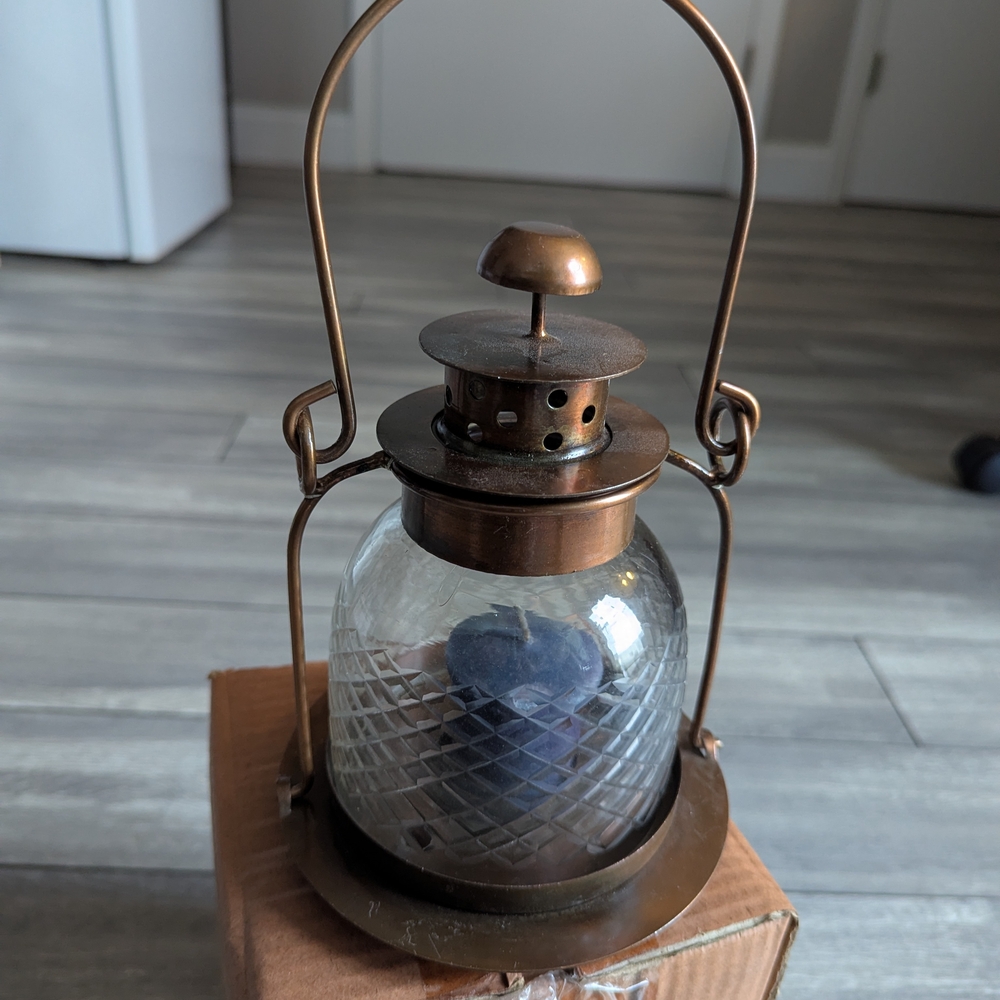 Vintage Boutique Bronze and Clear Glass Lantern